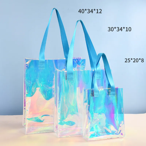 Fourre-tout de plage en PVC holographique avec logo personnalisé Sac en plastique avec poignée Sac à provisions irisé pour événements Cadeaux - Product Image 5