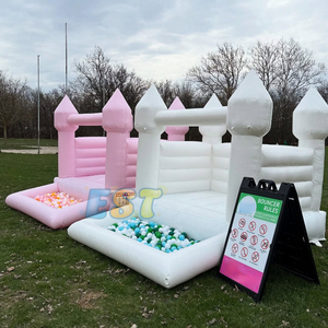 Château gonflable rose de rebond de PVC de <span class=keywords><strong>location</strong></span> commerciale avec l'amusement extérieur d'arrière-cour de fosse de boule <span class=keywords><strong>pour</strong></span> des cavaliers de partie d'enfants - Product Image 3