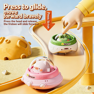 Coche de juguete POWER para niños, coche de inercia de presión <span class=keywords><strong>con</strong></span> disco volador de mesa, coche de plástico de 3 ruedas para niños pequeños, juguetes de regalo para guardería - Product Image 3