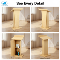 Podio de Madera de Estilo Moderno y Minimalista para Discursos, Conferencias y Presentaciones, Venta al Por Mayor