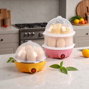 <span class=keywords><strong>Cuiseur</strong></span> à œufs automatique en gros avec arrêt automatique, 350W, couvercle transparent, plaque en acier inoxydable, pour 7 œufs, appareil à petit-déjeuner - Product Image 1