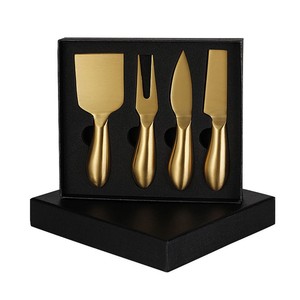 4 Stuks Roestvrijstalen Kaasmessen <span class=keywords><strong>Set</strong></span> Keuken Charcuterie Board Accessoires Snijders <span class=keywords><strong>Slicer</strong></span> Goud Kaas Gereedschap Chesse Messenset - Product Image 6