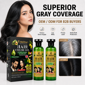 Gel Colorante per Capelli Nero di Alta Qualità, 100% Copertura Capelli Grigi, Inocuo, <span class=keywords><strong>Senza</strong></span> <span class=keywords><strong>Ammoniaca</strong></span>, Lunga Durata, Rapido in 5 Minuti, OEM - Product Image 2