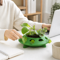 Pot de fleurs en plastique de petite taille pour plantes succulentes, forme OVNI, avec trou de drainage, décoration de bureau à domicile, couleur personnalisée