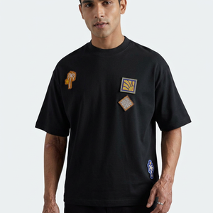 Camiseta Negra de Manga Corta para Hombre, Cuello Redondo, Talla Grande, 100% Algodón Jersey, Informal, Transpirable, Ecológica, con Logotipo Frontal - Product Image 5
