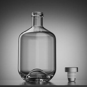 Einzigartiges Design Klare runde Luxus leere Wodka Gin 350ml Glas Schnaps flasche Benutzer definierte 12 Unzen <span class=keywords><strong>Whisky</strong></span> Tequila Wein Spirituosen Flasche - Product Image 2
