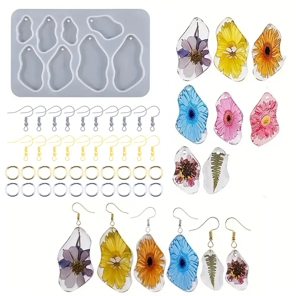 Timesrui DIY Arts Crafts Gifts Necklace Pendant with 1pcs Mold 20pcs Earring Hooks 20pcs Jump Rings Jewelry Gift Set for Teen