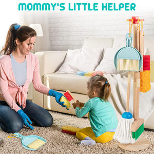 Ensemble de nettoyage pour enfants, ensemble de jeu de ménage <span class=keywords><strong>en</strong></span> <span class=keywords><strong>bois</strong></span> de 8 pièces comprenant un balai, une vadrouille, une pelle à poussière, un chiffon et un support d'organisation - Product Image 5
