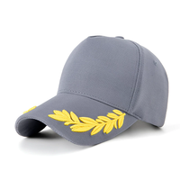 Venta al por mayor de alta calidad de 5 paneles de ala de trigo bordado negro logotipo personalizado Vintage clásico deporte gorra de béisbol