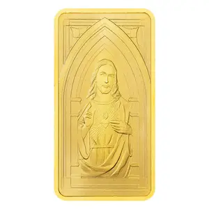 Jesus Bar Station Of The Cross Passion Souvenir Comemmorative Coin Bust Of Jesus Collectibles Gold Plated Christianity Coin