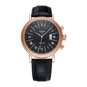 Yazole422新しいデザインブラウンメンズクォーツ時計2022 PUレザーバンド防水日付表示カジュアルビジネスリロイ時計 - Product Image 5