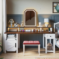 Support de moniteur de bureau d'ordinateur en bois pour étude de chambre à coucher, bureaux de bureau à domicile réversibles avec armoire de rangement