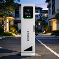 Borne de recharge AC pour VE sur pied, chargeur de voiture électrique à un seul pistolet avec écran et lecteur de carte, Type 2, pour utilisation en stationnement urbain