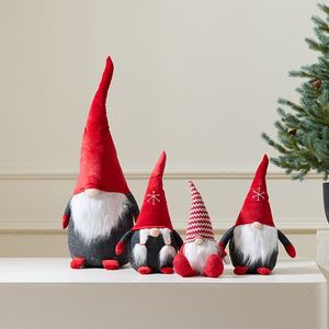 واقفة قابلة للسحب مصنوعة يدويًا محشوة لعيد الميلاد جنوم ثلج جلوس دمى قطيفة سويدية مع أرجل طويلة قبعة محبوكة - Product Image 3