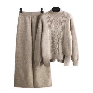 FA Custom Women Cashmere Set Cashmere tuta due pezzi pantaloni Set maglioni donna Set Pullover lavorato a maglia maglione lavorato a maglia lana cotone