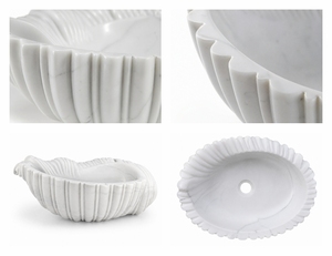 อ่างล้างมือแบบติดผนังหินธรรมชาติหรูหราจาก Poulars Wholesale พร้อมฐานหินอ่อนหยกขาว - Product Image 3