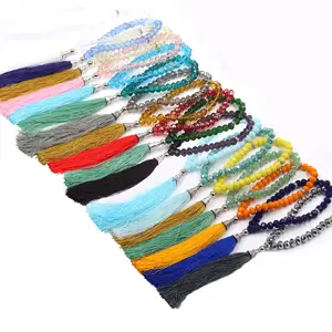 100 colori casuali Stock 33 perline cristallo Rondelle <span class=keywords><strong>Tasbih</strong></span> con perline rosario preghiera nappa per religiosi musulmani - Product Image 1