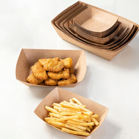 Bandeja de Papel Kraft Desechable para Barbacoa, Caja Comercial para Hamburguesas y Papas Fritas, Plato de Papel Biodegradable para Pollo Frito y Hot Dogs, Apto para Microondas