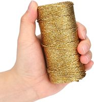 Cordon décoratif métallique doré de 100 m, 1,5 mm, pour emballage cadeau de Noël, bricolage, artisanat, décorations de fête de remise de diplôme, étiquettes cadeaux
