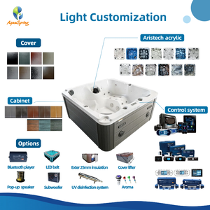 Baignoires à remous encastrées personnalisées, baignoire de <span class=keywords><strong>spa</strong></span> à hydromassage, acrylique, 5 places, <span class=keywords><strong>jacuzzi</strong></span> extérieur avec 32 jets et 20 lumières LED - Product Image 2