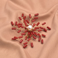 Broche vintage rétro baroque en perles rondes de corail pour vêtements unisexes, manteaux, costumes, robes, décoration, vente en gros