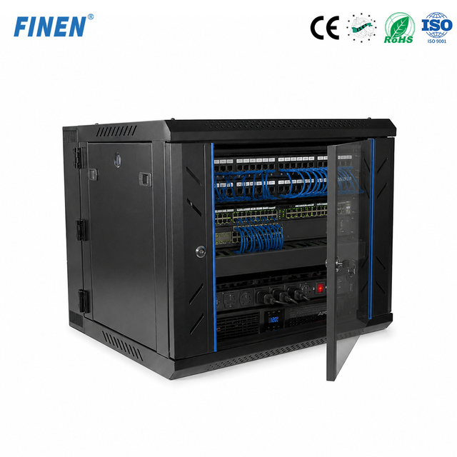 19Inch CE ISO SPCC Wall Mount Telecom Rack Network Cabinet with Swing Out Back Door & Tempered Glass Door OEM/ODM Stock