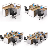 Table de bureau commerciale moderne avec tiroirs et ensemble de chaises, poste de travail de bureau pour 6 personnes, bureaux modulaires