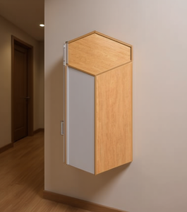 Armoire murale Sunique 33x15x85cm en bois de hêtre, design minimaliste, organisation de la cuisine, boîte de rangement robuste - Product Image 2