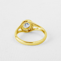 Bague de fiançailles à tige fendue 10K or massif luxe bijoux fins coupe ronde 0.8ct D/VVS1 Moissanite mariage Halo anneaux pour femmes