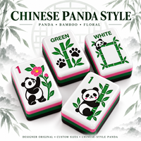 Jeu de Mahjong américain Panda chinois, design original, tuiles en acrylique à 4 couches avec tapis de Mahjong assorti