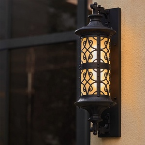 <span class=keywords><strong>Style</strong></span> européen à l'ancienne grande applique murale extérieure LED murale noir marron étanche et antirouille IP65 - Product Image 4