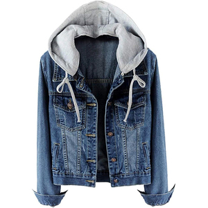Felpa Casual con cappuccio e cappuccio da donna in Denim felpe con cappuccio