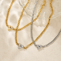 Set Perhiasan Kalung, Gelang, dan Gelang Kaki Dazan New HOT Lapisan Emas 18k Anti Karat Desain Rumput Keberuntungan Prancis dengan Zirkon