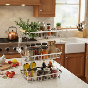 Panier organisateur multifonctionnel à 3 niveaux en métal réglable pour la maison ou les petites entreprises, robuste et durable - Product Image 5