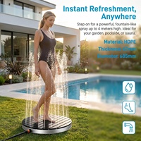 Douche de jardin KANGRUN WPC avec roue à pied, hauteur de fontaine jusqu'à 4 m, antidérapante, résistante aux intempéries, au gel et aux UV