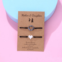 Bracelet mère-fille en acier inoxydable Bijoux de rentrée des classes Cadeaux de fête des mères Bracelets de couple à breloques cœur de maman et papillon