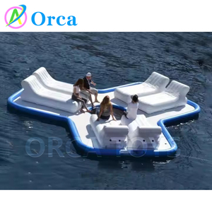 Offre Spéciale pont flottant <span class=keywords><strong>gonflable</strong></span> <span class=keywords><strong>6</strong></span> <span class=keywords><strong>places</strong></span> conception personnalisée point de goutte matériel eau île flottante Portable - Product Image 2
