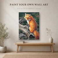 Kit de peinture par numéros personnalisé, renard, faune, peinture à l'huile acrylique DIY sur toile, 40 x 30 cm, sans cadre, décoration murale