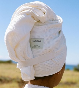 Luxe Microfiber Hair Towel Wrap Waffle ligero Toalla de secado de <span class=keywords><strong>cabello</strong></span> Frizz Free Absorbente Dry Hair Turban - Product Image 1