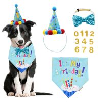 Ensemble de bandanas à pois pour animaux de compagnie, chapeau d'anniversaire pour chien, écharpe colorée pour chat et chien, collier, accessoires de fête pour chiots