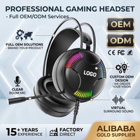 Casque de jeu filaire circum-auriculaire audiophile OEM ODM avec éclairage RGB, coussinets en cuir, son surround AAC, structure métallique et commandes tactiles