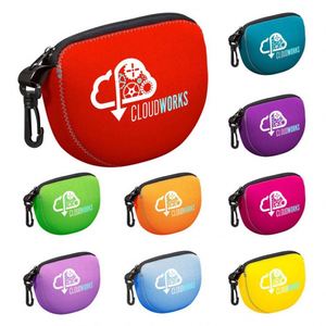 Custom Sport U-Shaped Neoprene Clutch Bag with Zipper Closure Screen Printed for Travel Use-<b>Small</b> Items Keys & Lipstick Storage - Product Image 2