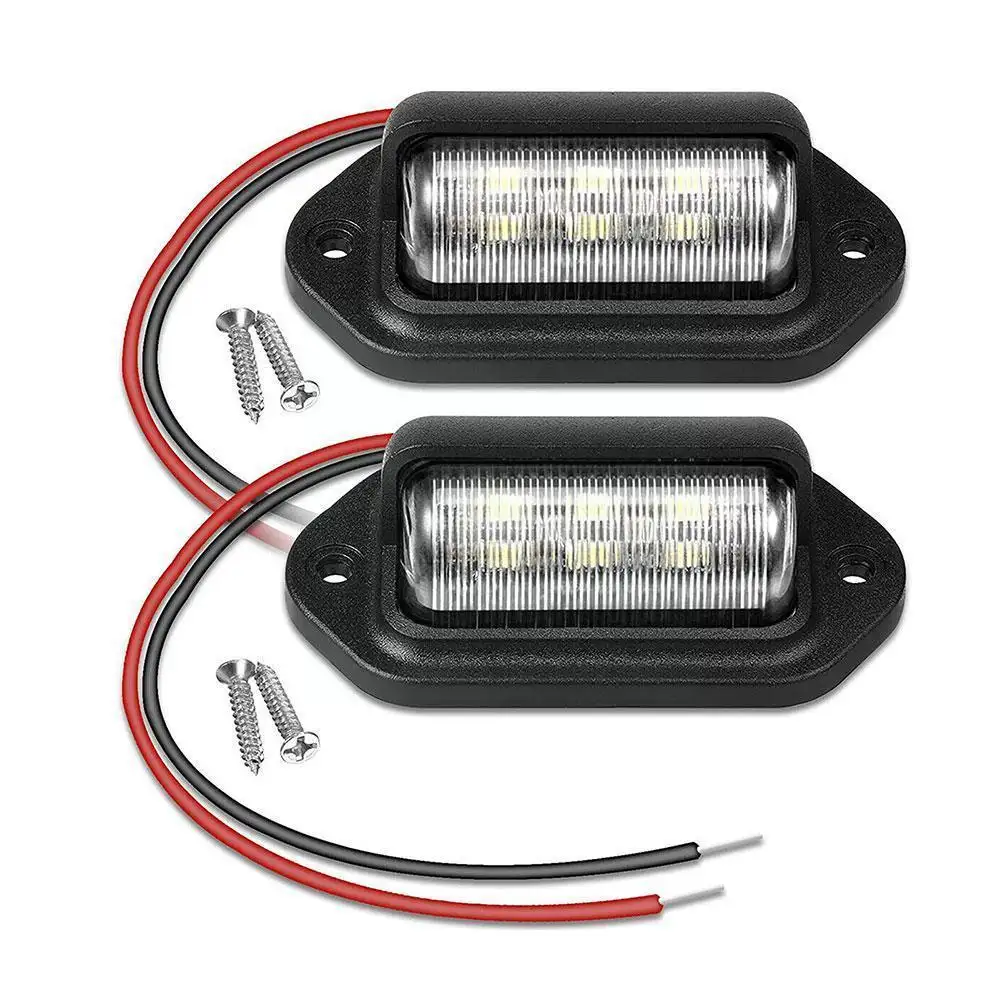 Luz LED blanca para matrícula de coche, lámpara de paso, para SUV, camión, remolque, furgoneta, productos para matrícula, 6 LED