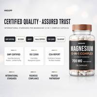 Suplemen Magnesium Kompleks 700mg 12-in-1 untuk Tidur, Pemulihan Otot, dan Dukungan Otak, 60 Kapsul, Formula Potensi Tinggi untuk Dewasa
