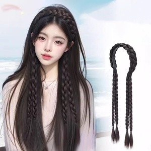 Nuove trecce sintetiche per capelli da <span class=keywords><strong>donna</strong></span> <span class=keywords><strong>lunghe</strong></span> alla moda estensioni realistiche per capelli in fibra asiatica fasce per capelli dal mento continentale - Product Image 6