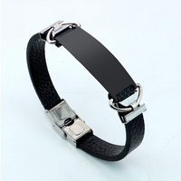 Bracelet en cuir et acier inoxydable personnalisé, bracelets en caoutchouc personnalisés, vente en gros, bracelets promotionnels tendance pour hommes/femmes