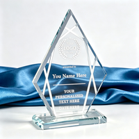 Trophée en verre personnalisé vierge en forme de bouclier, plaque de récompense en cristal avec logo gravé, souvenir, trophée en verre pour cérémonie de remise des prix d'entreprise