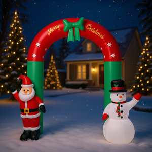 Arco Gonfiabile Decorativo 8 Piedi con Babbo Natale e Pupazzo di Neve, Decorazioni Natalizie da Esterno per Giardino - Product Image 2