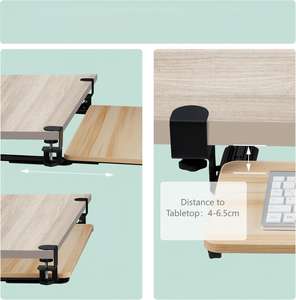 Support de clavier extensible sous le bureau avec fixation par pince, plateau coulissant stable pour ranger souris et clavier - Product Image 4