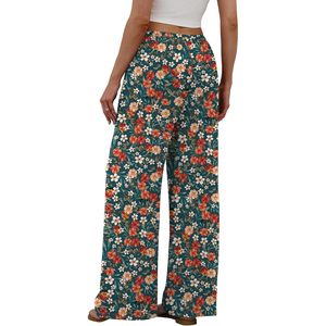 Women's Linen Summer Palazzo Pants Wide Leg High Waist <b>Flowy</b> Beach Trousers With Pockets Breathable Lightweight Pants - Product Image 5